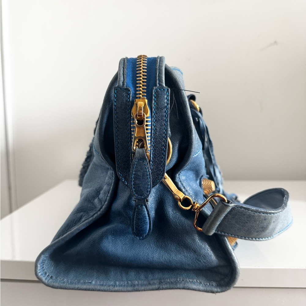 Balenciaga Navy Shoulder Bag with Gold Accents - Picture 5 of 12